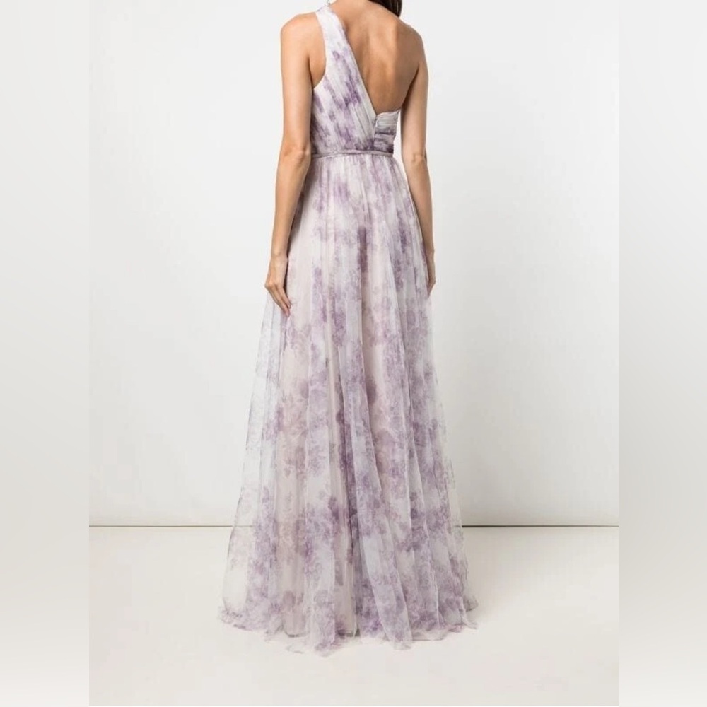 Marchesa Notte Bridesmaid***One-Shoulder Lavender Floral Gown***US 6 $325 - Picture 13 of 15